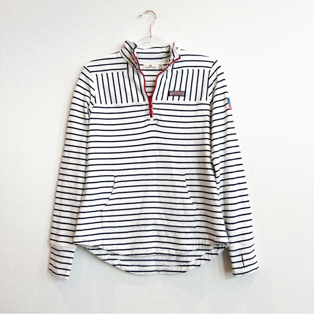 Vineyard Vines USA mixed striped shep pullover quarter zip XS - Picture 3 of 9